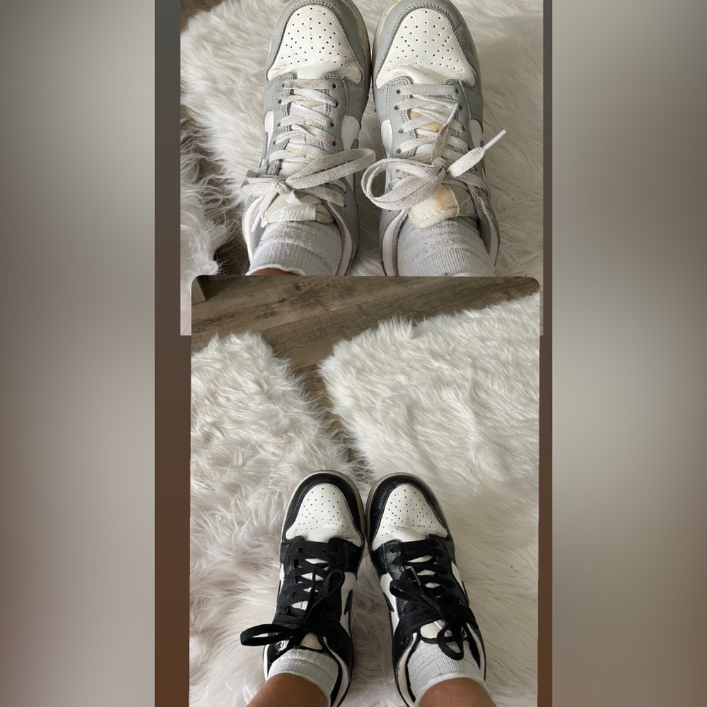 Nike Women's Two-Tone White and Gray / Black Low-Top Sneakers